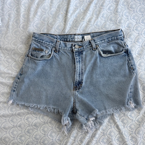 Vintage Calvin Klein Distressed Denim High Waisted Shorts - Picture 1 of 6